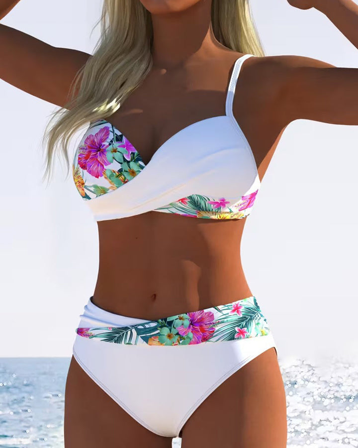 Kontrastierender Gedruckter Bikini-Bralette