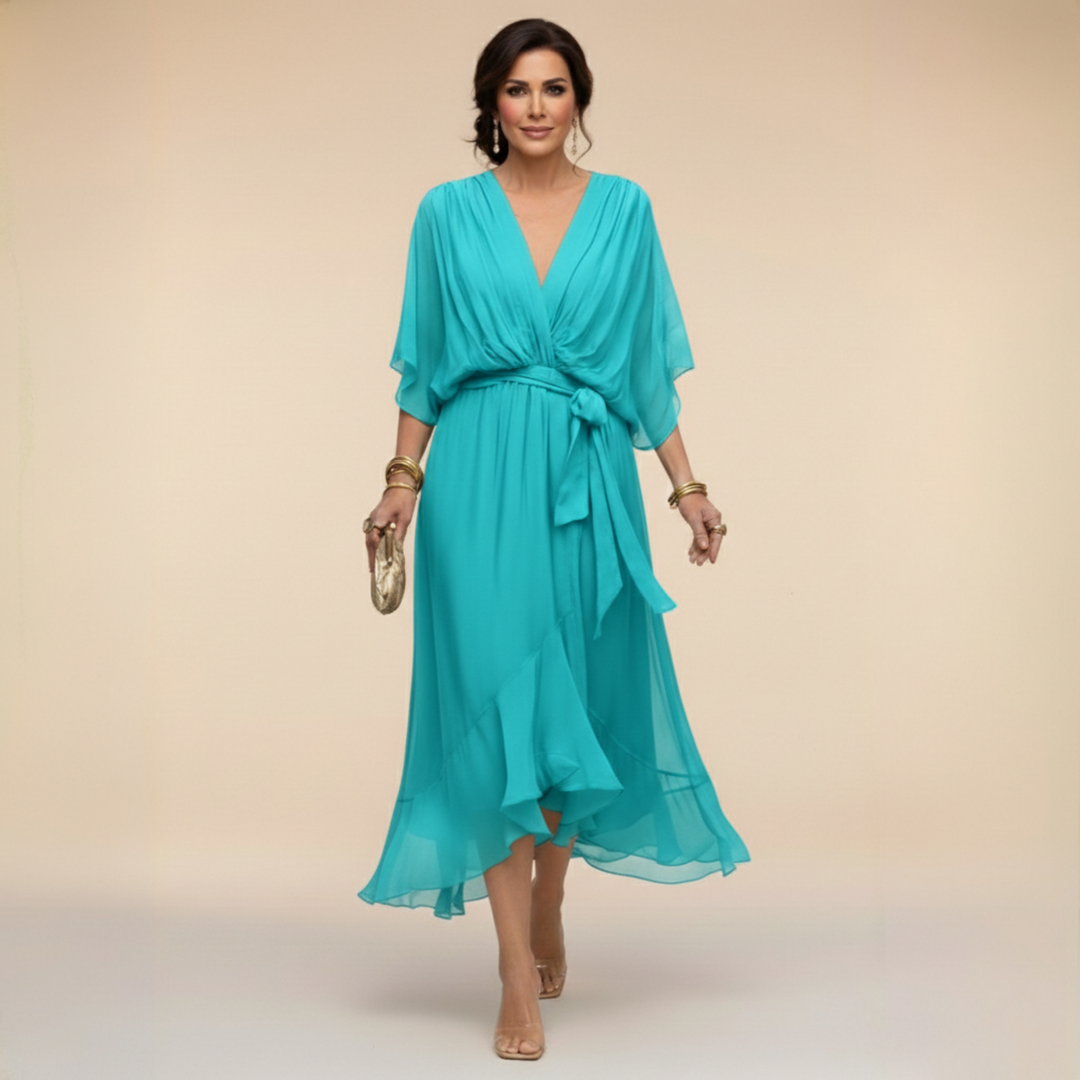 Cindy Chiffon-Kleid mit V-Ausschnitt