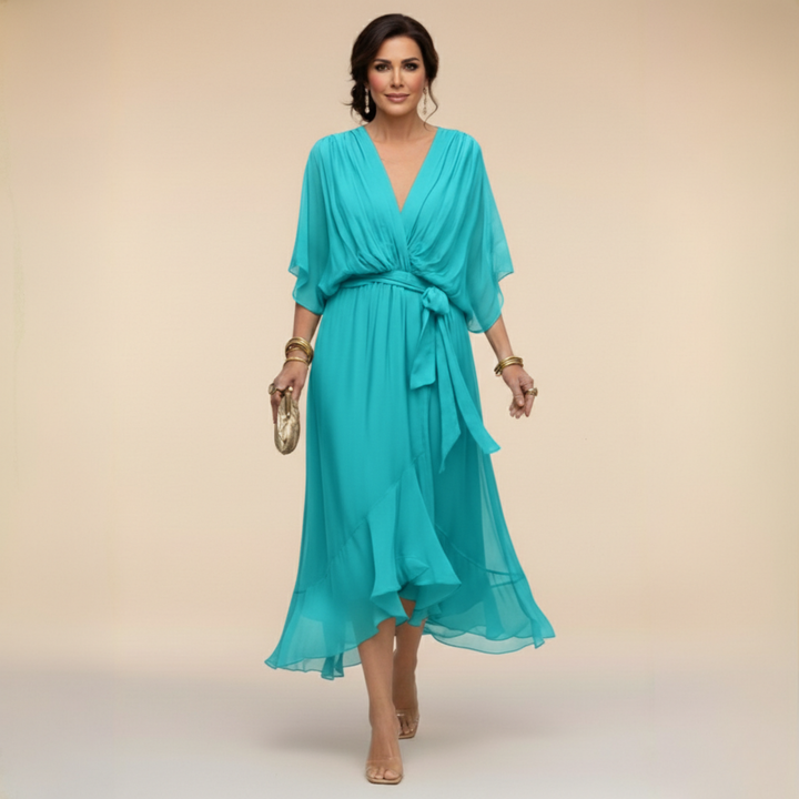 Cindy Chiffon-Kleid mit V-Ausschnitt