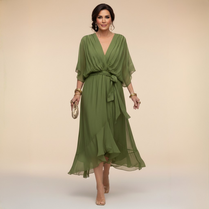 Cindy Chiffon-Kleid mit V-Ausschnitt