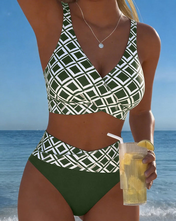 Zweiteiliger Bikini mit BH-Design und Diamantmuster