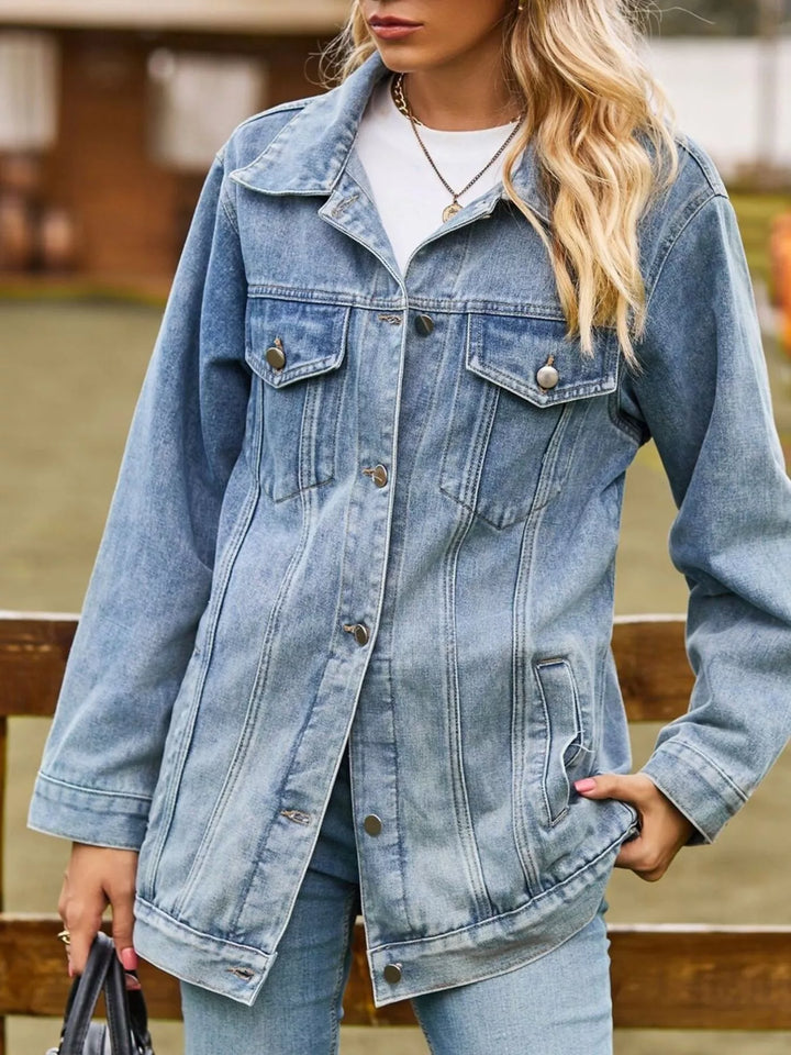 Lidi - Button Down Jeansjacke aus gewaschenem Denim