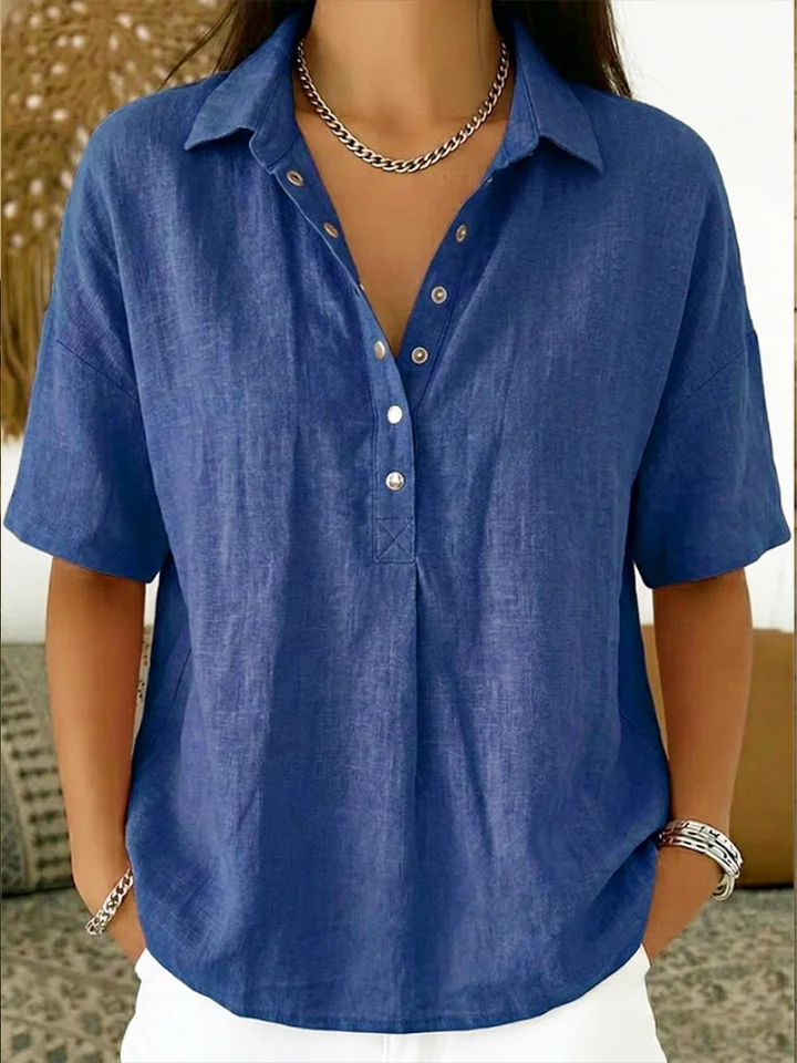 Petra | Bluse mit Kragen und Knopfdetails (TEMPORÄR 1+1 GRATIS!)
