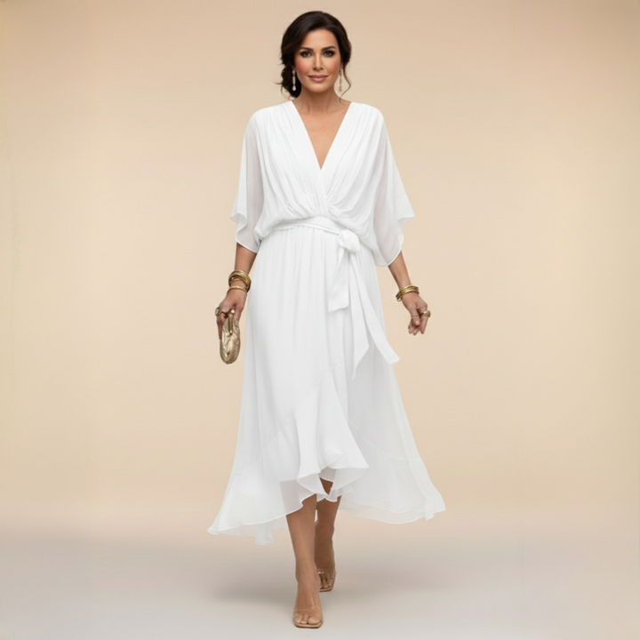 Cindy Chiffon-Kleid mit V-Ausschnitt