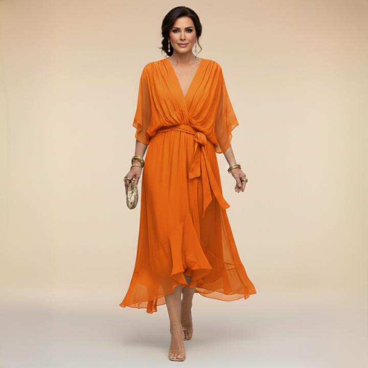 Cindy Chiffon-Kleid mit V-Ausschnitt