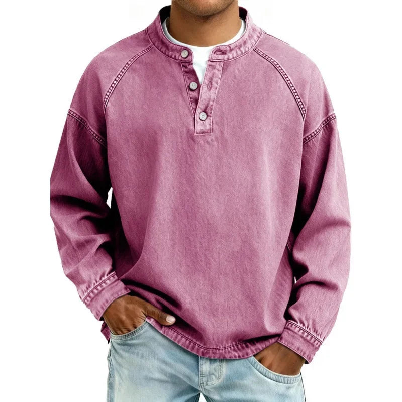 Pedro Langarmshirt | Vintage Herrenhemd mit Knöpfen