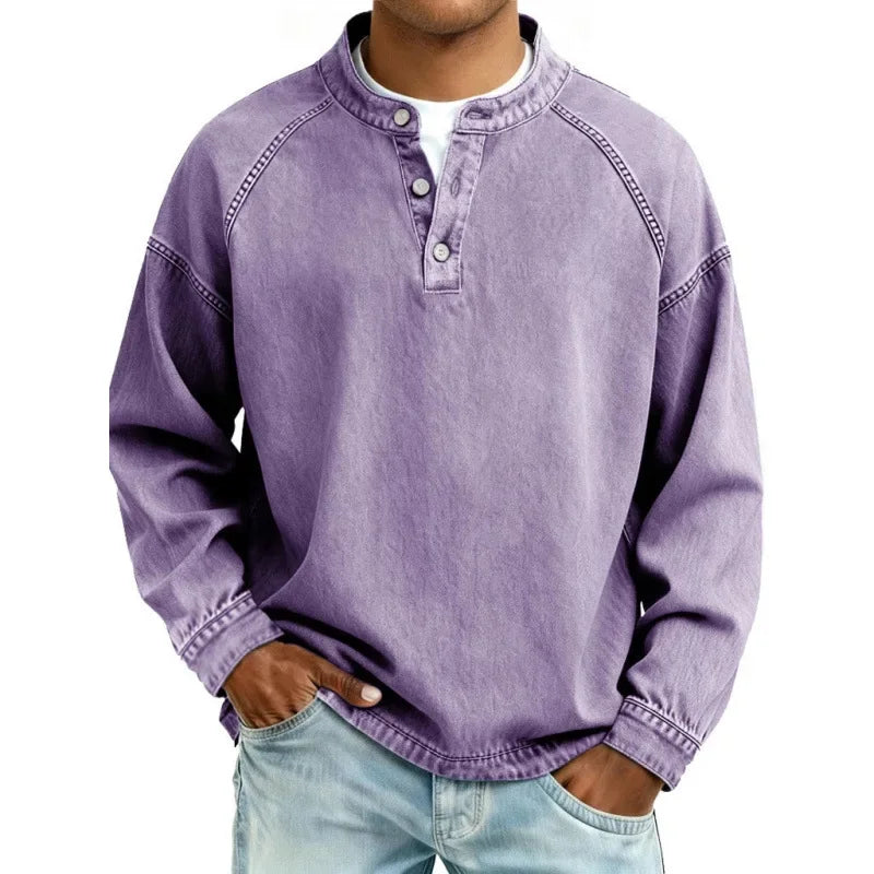 Pedro Langarmshirt | Vintage Herrenhemd mit Knöpfen