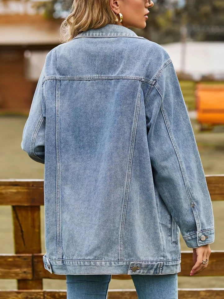 Lidi - Button Down Jeansjacke aus gewaschenem Denim